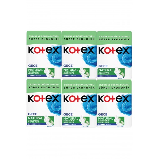 Kotex Natural Gece Hijyenik Ped 14'lü 6 Adet